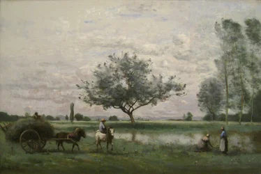 Carro de heno junto a un río